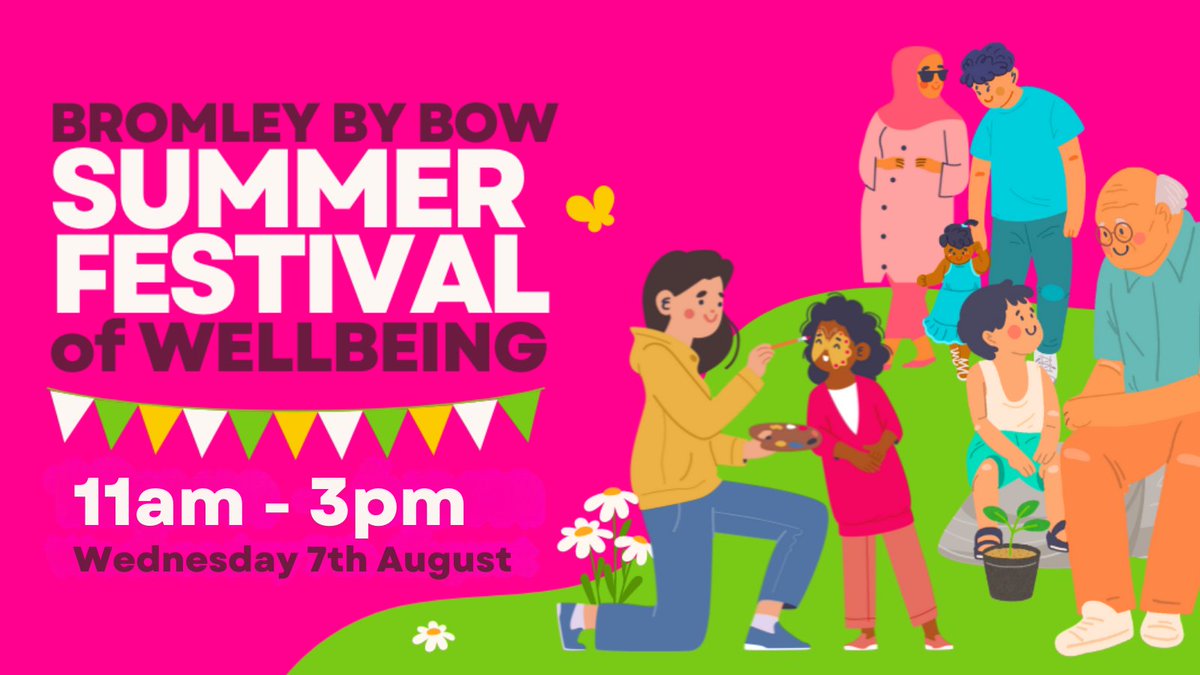 SAVE THE DATE! Wednesday 7th August. Bromley by Bow Summer Festival of Wellbeing!

With loads of fun family activities, gardening sessions, and creative activities this is sure to be a day to remember 💚