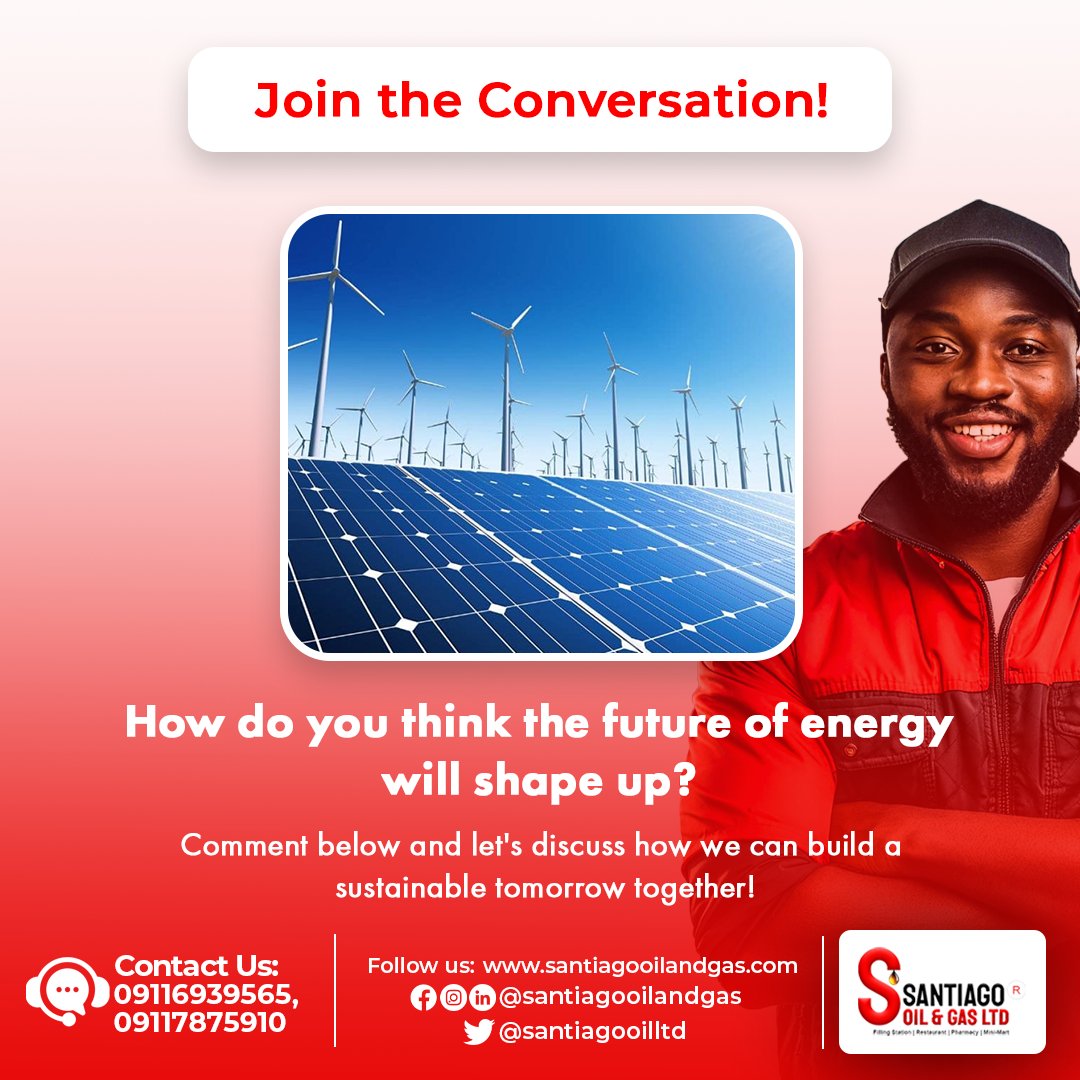 SantiagoOilLtd's tweet image. Join us in the conversation✅️💯
-
How do you think the future of energy will shape up?

Share your  thoughts in the comments section below 👇
.
.
 #Engagementfriday #SustainableEnergy #SantiagoOilAndGas #fillingstation #Santiagooilandgaslimited #Oilandgas #explorepage
