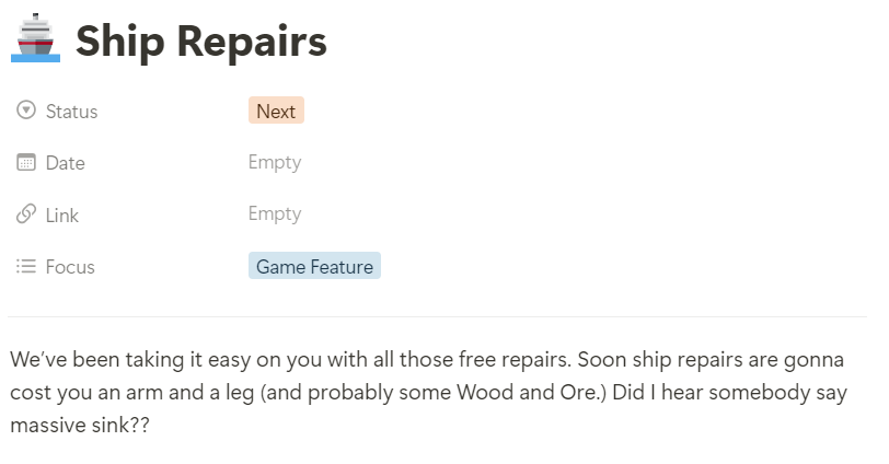 0x_groot's tweet photo. Ahoy, Pirates! 🚢⚒️ We've had it easy with free repairs, but soon ship repairs will cost an arm and a leg (and probably some Wood and Ore). Ready for the challenge? Massive resource sink incoming! 💪🏴‍☠️ #PirateNation #ShipRepairs #Web3Gaming https://t.co/AThTjqzJFU