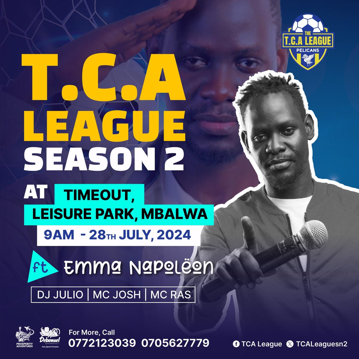Edu Ismail (@eeduismail) on Twitter photo It's sealed done and dusted...
The biggest Teso Comedy Export to the world will be in action at the <a href="/TcaleagueSN2/">TcapelicansleagueSn3</a>.
@jura_boys01 <a href="/akambeta90348/">Akambeta Boys</a>
<a href="/TheRaidersFC12/">Raiders FC</a> <a href="/NapoleoneEm/">Napoleone Ehmah</a> <a href="/RodyGavana1/">RODYOLOGY 🦅</a> <a href="/AmuleteKingz/">AmuleteKings</a>
<a href="/EripuMoses/">Moses Eripu🇺🇬</a>
#Tcaleague
#Pelicans It's sealed done and dusted...
The biggest Teso Comedy Export to the world will be in action at the <a href="/TcaleagueSN2/">TcapelicansleagueSn3</a>.
@jura_boys01 <a href="/akambeta90348/">Akambeta Boys</a>
<a href="/TheRaidersFC12/">Raiders FC</a> <a href="/NapoleoneEm/">Napoleone Ehmah</a> <a href="/RodyGavana1/">RODYOLOGY 🦅</a> <a href="/AmuleteKingz/">AmuleteKings</a>
<a href="/EripuMoses/">Moses Eripu🇺🇬</a>
#Tcaleague
#Pelicans