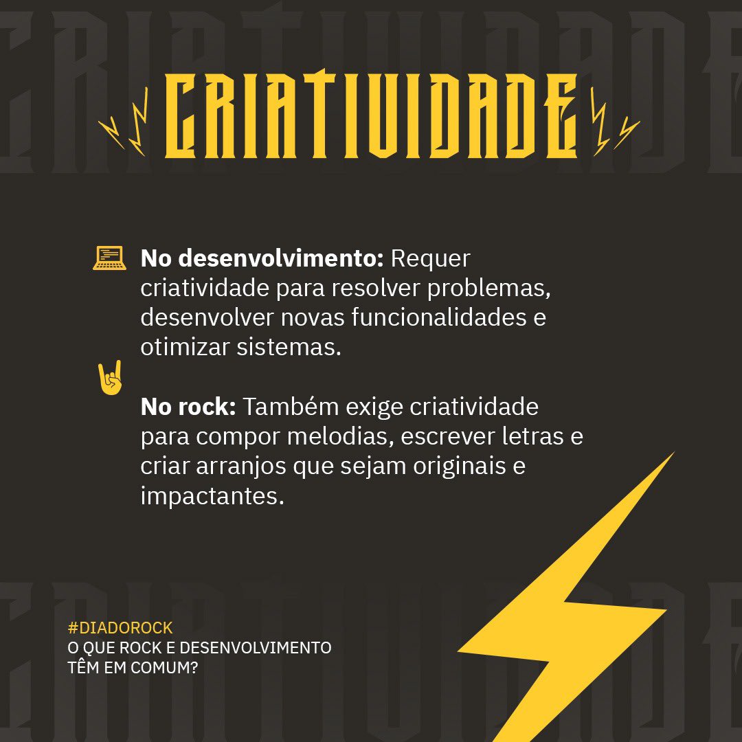 ambevtech's tweet image. Um riff de guitarra ou uma linha de código? E por que não os dois juntos? Olha só quantas semelhanças existem entre roqueiros e devs!

#AmbevTech #TechAndCheers #DiaDoRock