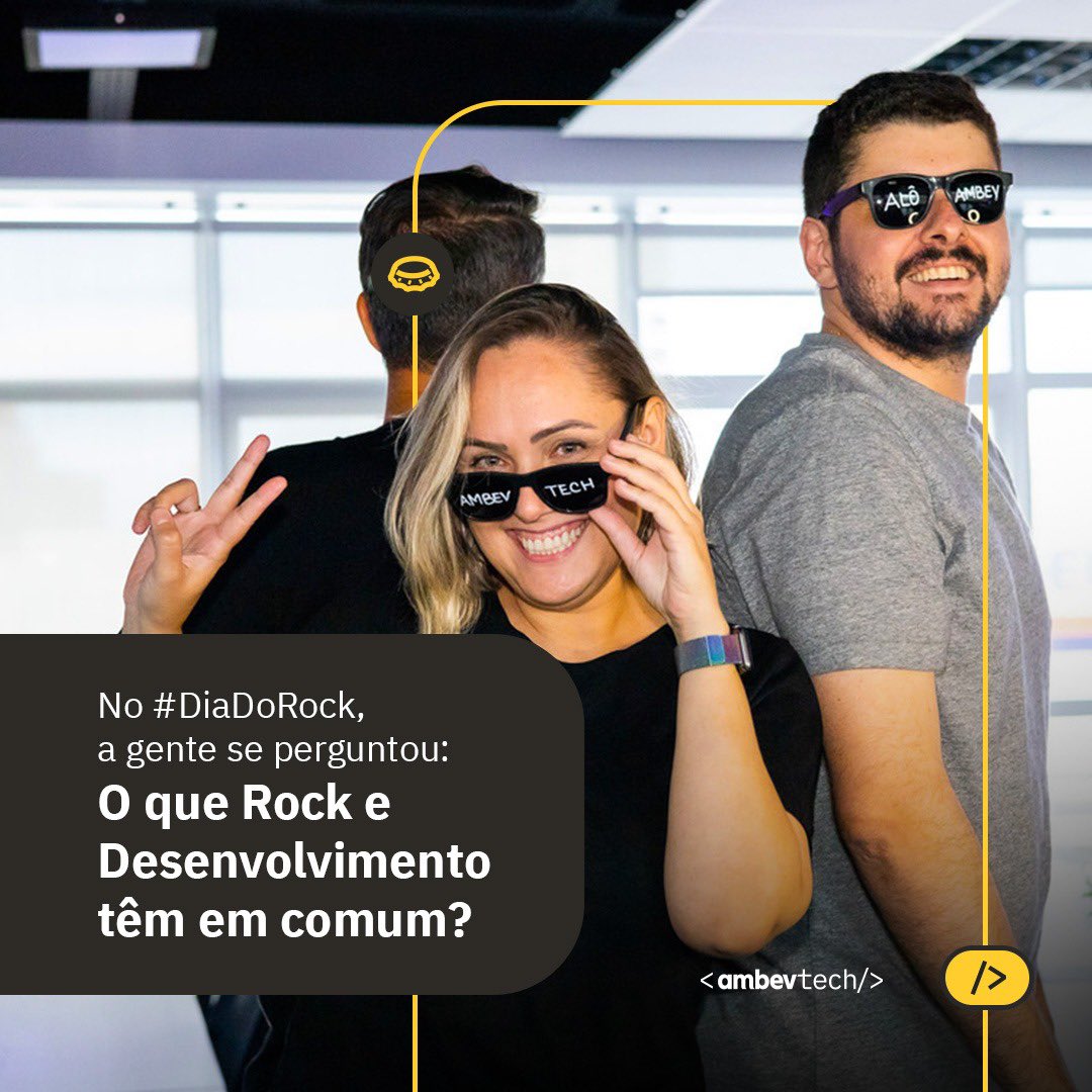 ambevtech's tweet image. Um riff de guitarra ou uma linha de código? E por que não os dois juntos? Olha só quantas semelhanças existem entre roqueiros e devs!

#AmbevTech #TechAndCheers #DiaDoRock