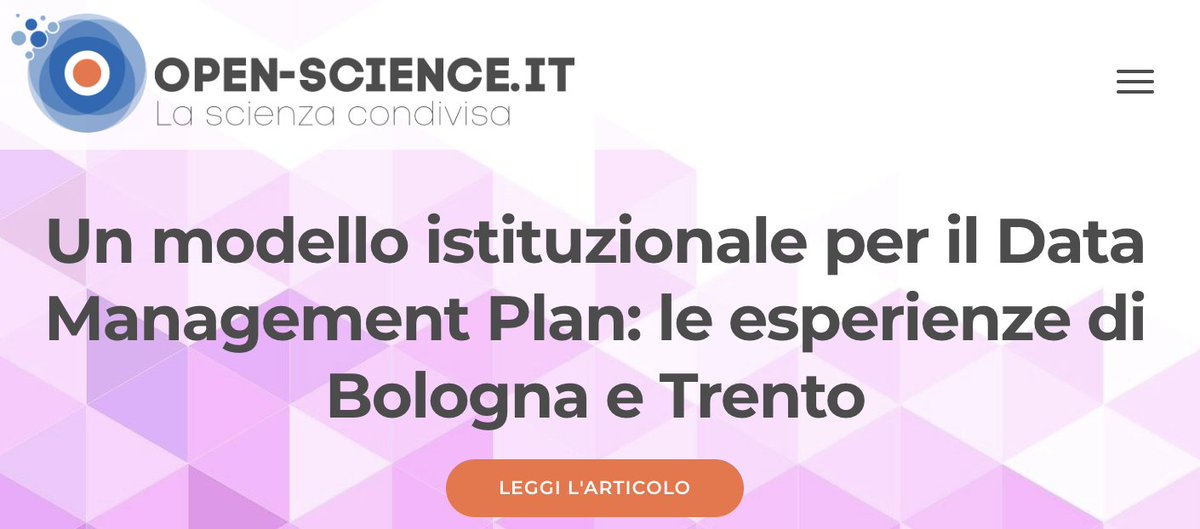 Il Data Management Plan è essenziale per gestire i dati scientifici. Alcune istituzioni mettono a disposizione dei propri modelli, per esempio le università di Trento e Bologna. Vediamoli a confronto: open-science.it/article?rpk=31…
