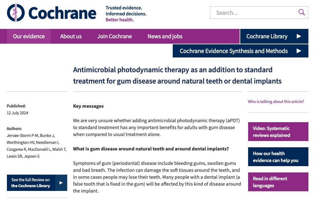 Hot off the press!

Want to know about antimicrobial photodynamic therapy for gum disease? 

Read about it here: cochrane.org/CD011778/ORAL_…