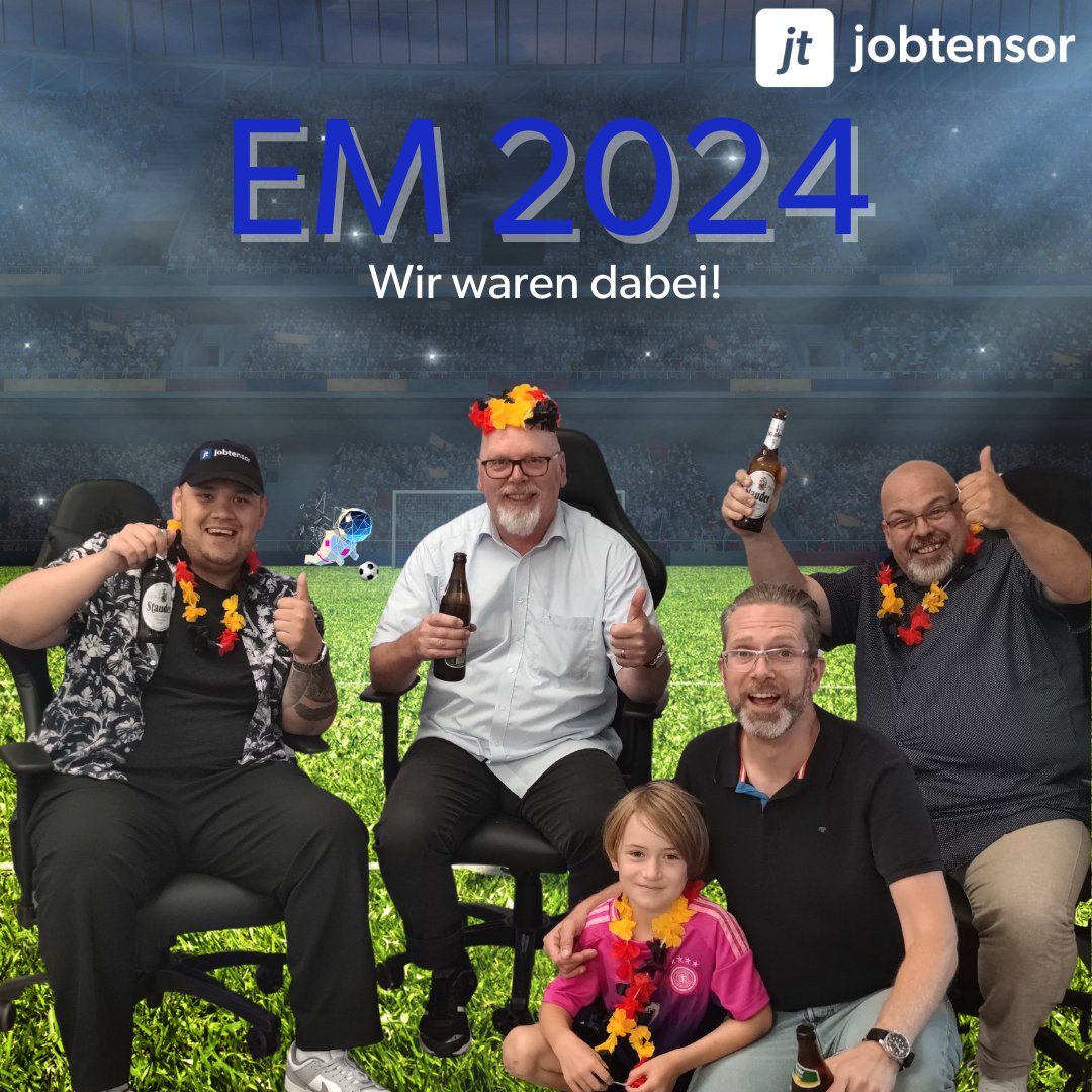 EM 2024: Finale im Anmarsch! 📷
Auch wenn Deutschland es dieses Mal nicht ins Finale geschafft hat, das jobtensor Team hat die EM 2024 mit Begeisterung verfolgt. 
Das große Finale steht an!

Wen feuert ihr an?
England oder Spanien?
#EM2024 #Finale #jobtensor #fussball