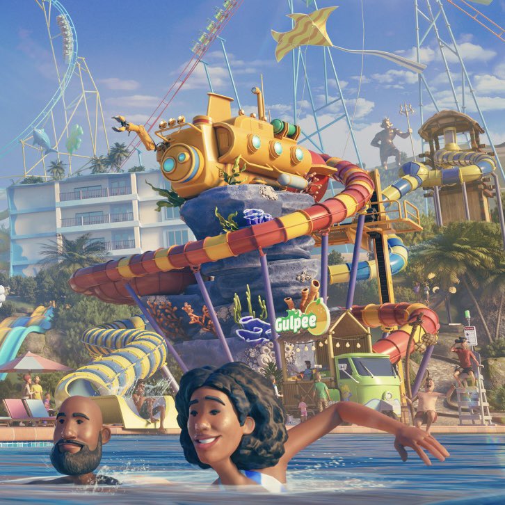 PixelWess89's tweet photo. Have you spotted Poseidon/Neptunes too? 🔱🌊🎡 #PlanetCoaster2 #planetcoaster @planetcoaster #themepark #waterpark #thisfall #cantwait ❤️ https://t.co/HCxbUZx8fx