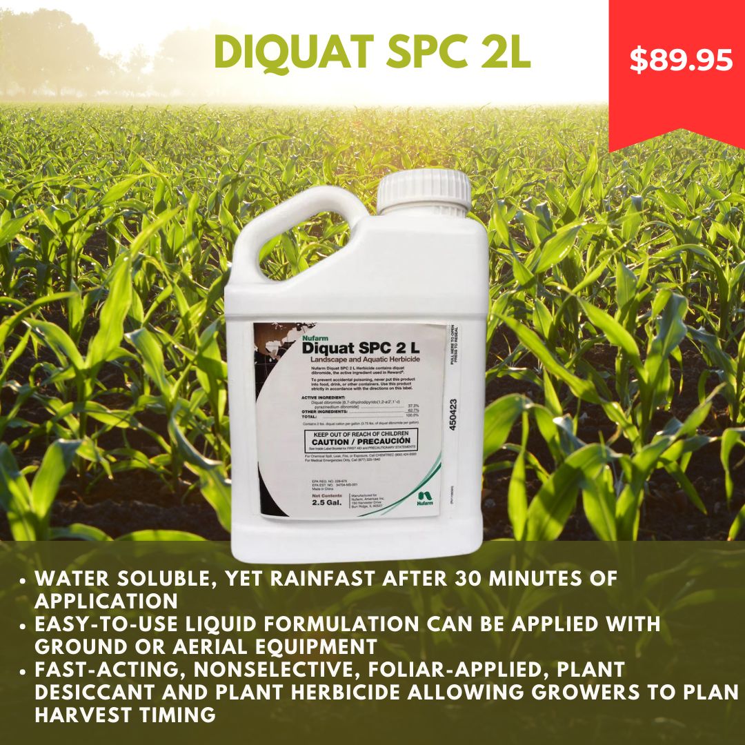 _lawnandpest's tweet photo. 🌿 Flash Sale! 🌿 Diquat SPC 2L now $89.95!
✅ Fast-acting aquatic weed control
✅ Ideal for aquatic areas, turfgrass, and landscaping
✅ Broad-spectrum activity
✅ Non-systemic, targets only contacted weeds
✅ Easy-to-use liquid formulation https://t.co/vr7DjkfhlM