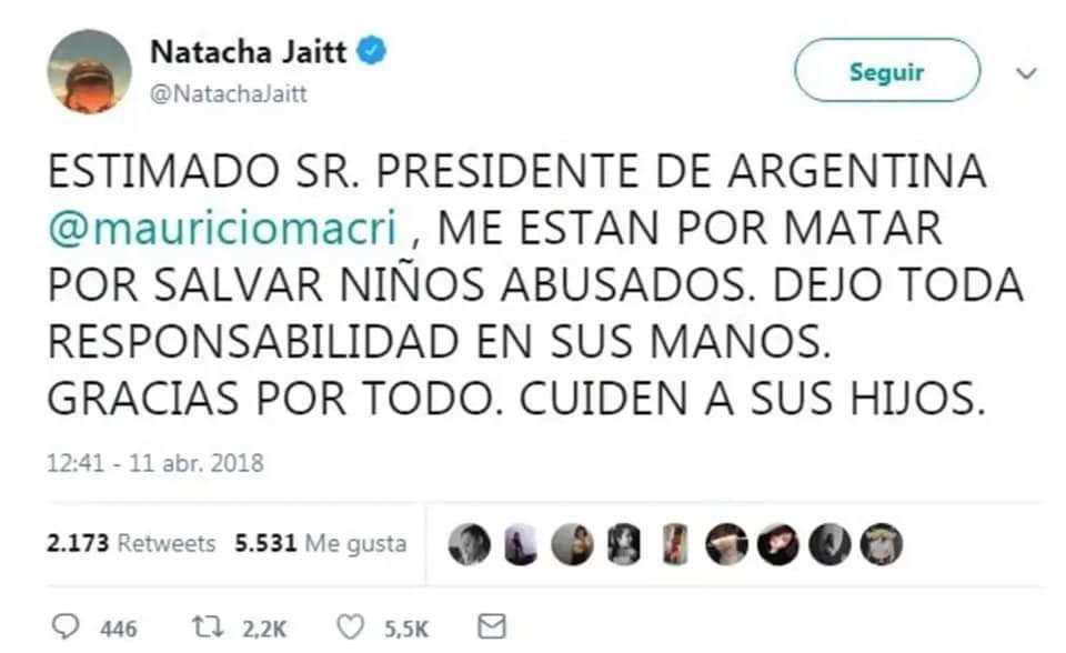 Natacha le avisó al Presidente lo que le iba a pasar.
