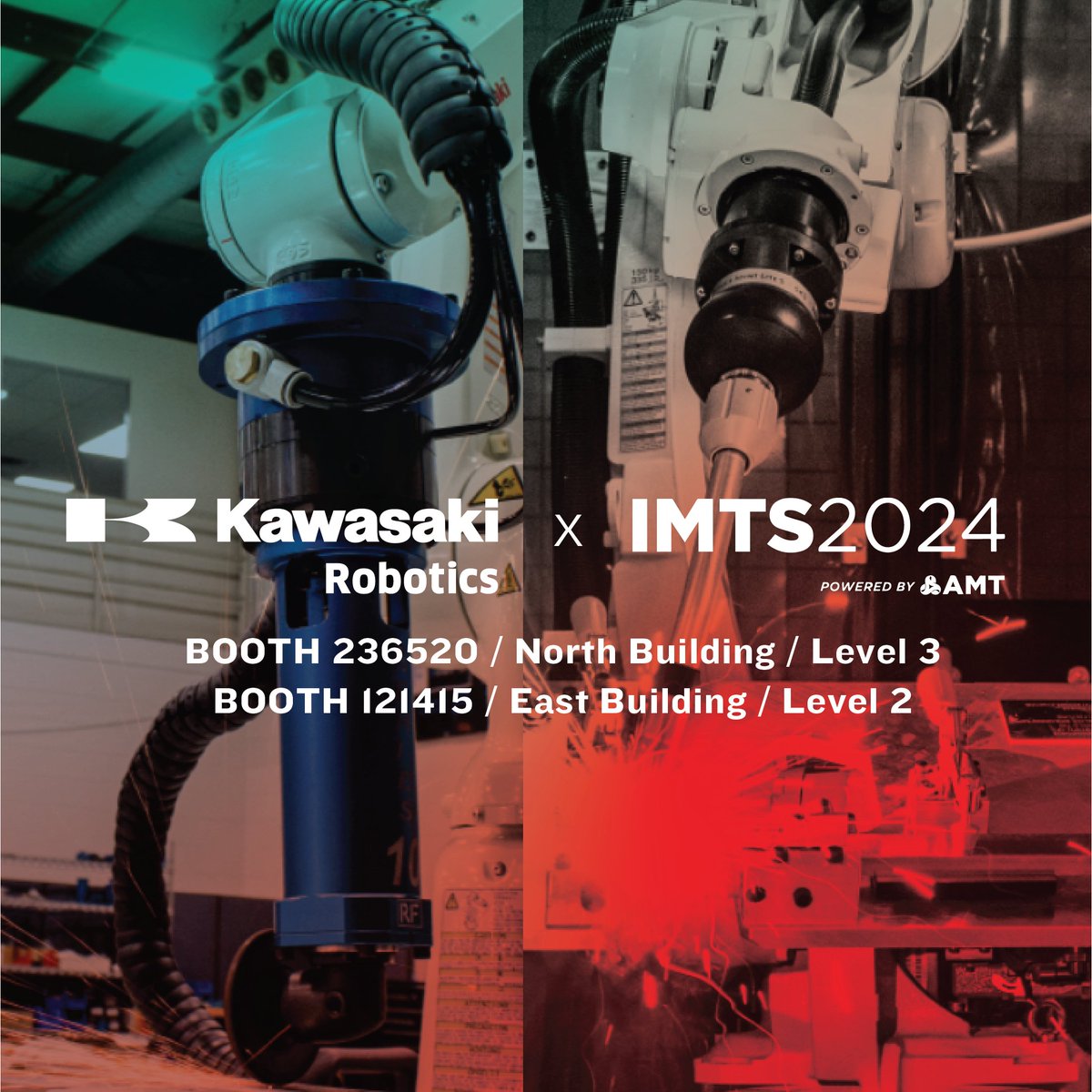 KawasakiRobot's tweet image. #IMTS is where the creators, the builders, the distributors, and the drivers of #manufacturingtechnology come to connect and be inspired. And #KawasakiRobotics will be there, too.

🔗okt.to/g3VvZN
🤖 North Building, Level 3 — 236520
🦾 East Building, Level 2 — 121415
