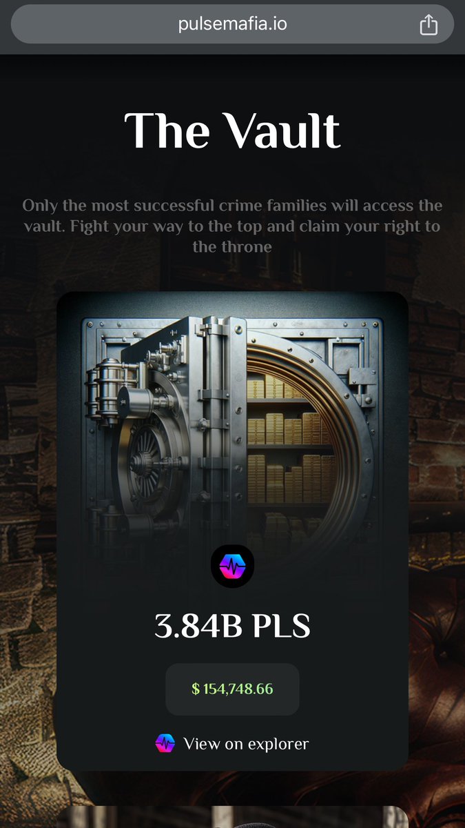 CryptoCoon222's tweet photo. @JoeParys $PulseMafia #Play2Earn #GameDeFi
💰weekly passive income💰
TG 👉 https://t.co/rat37WXoAu 🎩
On #PulseChain and #BNB https://t.co/HJ17PaxQ4m