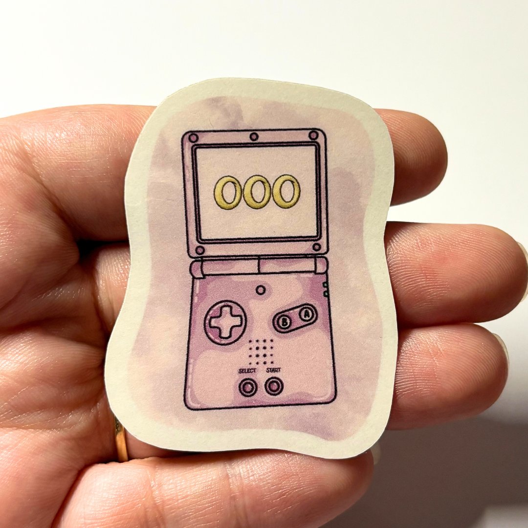 khughesdesigns's tweet photo. I think I only ever had two games for my #GameboyAdvance.

One was the obvious #SonictheHedgehog, the other was a #MonstersInc game where it followed the movie with Boo, and you had to bounce on beds and stuff.

Weird.

#gameboy #handmade #sticker https://t.co/lTnPb3n7Hx