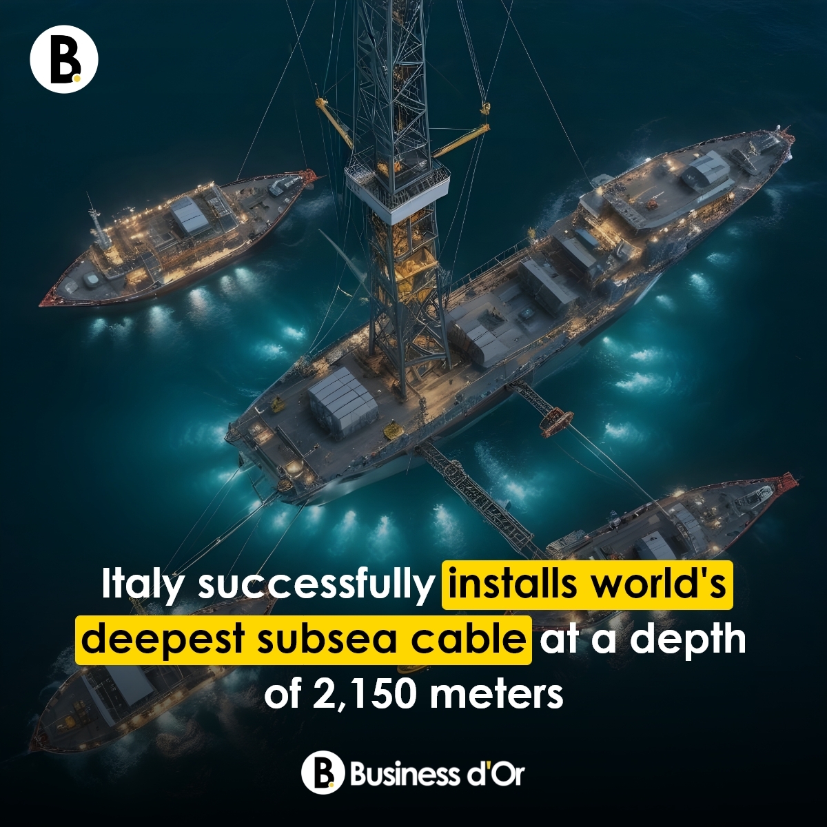 BusinessdOr's tweet image. Italian company Prysmian has installed the world deepest subsea cable at 2,150 meters (7,054 feet) using a 500kV HVDC non-metallic armored cable made from High-Modulus Synthetic Fibres.

#italian #prysmian #deepest #subsea #Cable #connects #Link #electricity #energy #businessdor