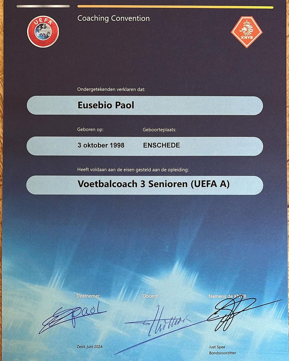 Officieel mijn VC3 diploma binnen 🥳. Op naar volgend seizoen 💪