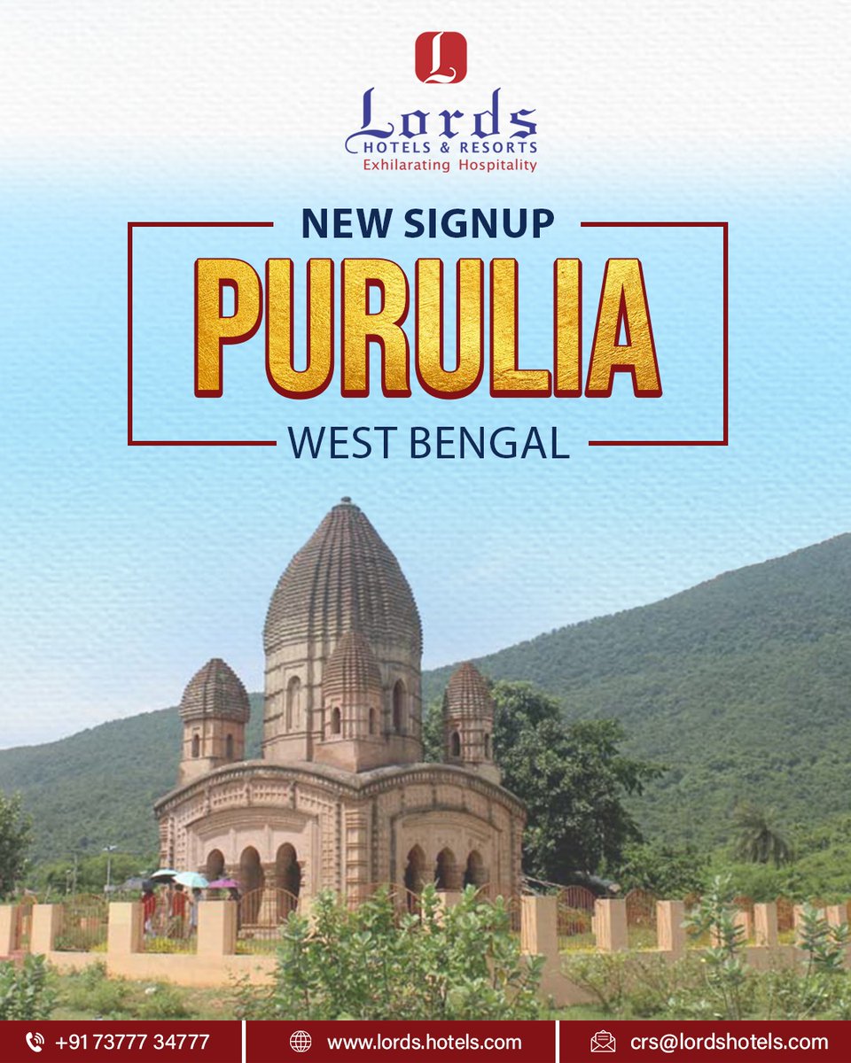 LordshotelsR's tweet photo. Unveil the rich tapestry of Bengal and indulge in luxury!
As Lords Hotels and Resorts prepares to unveil its newest destination in Purulia, West Bengal.

#lordshotelsandresort #purulia #westbengal #newsignup #opeiningsoon #comingsoon #lordshotel #resort #newhotel #lordspurulia https://t.co/xgIPh4WOb9