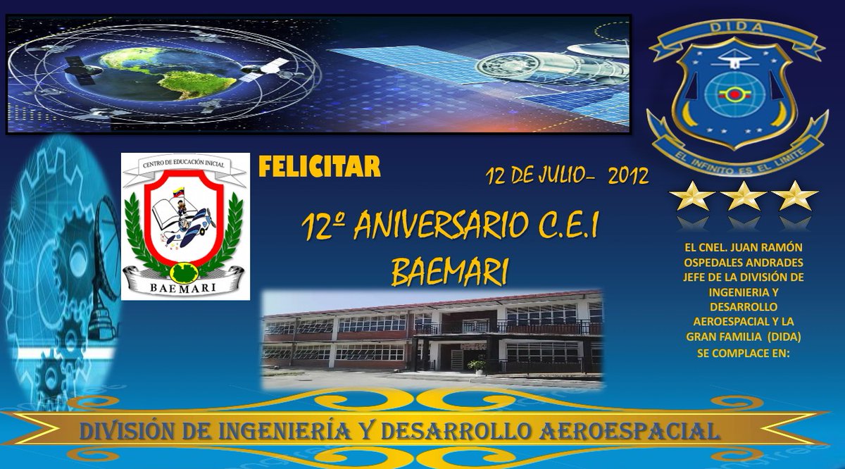 12JUL || El Cnel. Juan Ramón Ospedales Andrades y la gran Familia #dida_amb se honran en felicitar a la C.E.I BAEMARI <a href="/CEIBAEMARI2023/">CEI BAEMARI</a> por arribar a su 12° Aniversario.