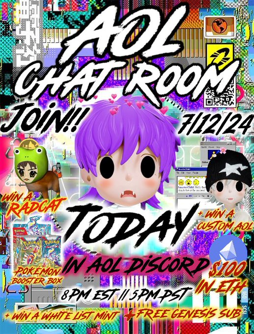 alwaysonlineY2k's tweet photo. •AOL CHAT ROOM•
📶🎙️💻🔊🌐 
8PM/EST • 5PM/PST 
BEGINS: 4 HOURS!!!
IN AOL DISCORD 
JOIN: https://t.co/lpcyZKryPI  
PRIZE DETAILS IN REPLIES🔽
(AOL WL/CUSTOMS/MORE) https://t.co/6rZrY1ZX1j