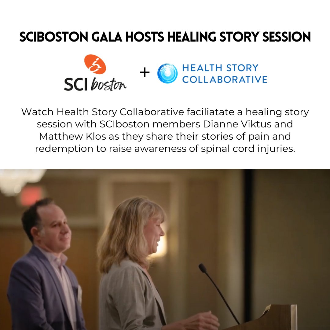 HealthStoryCo's tweet photo. At this year's SCIboston Gala, Health Story Collaborative had the honor of facilitating a Healing Story Session with two amazing stortyellers Dianne Viktus and Matthew Klos. https://t.co/VMIPEkTv0a https://t.co/2FvnnEqhCL