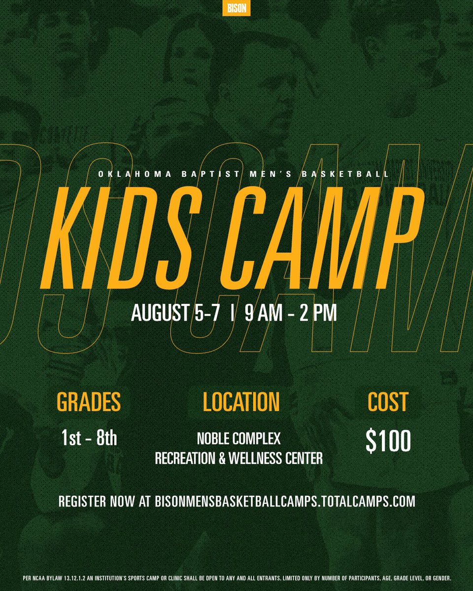 We are very excited for another great week of camp August 5th-7th!

Spots are filling up fast!

Sign up at this link below:
…sonmensbasketballcamps.totalcamps.com/shop/EVENT