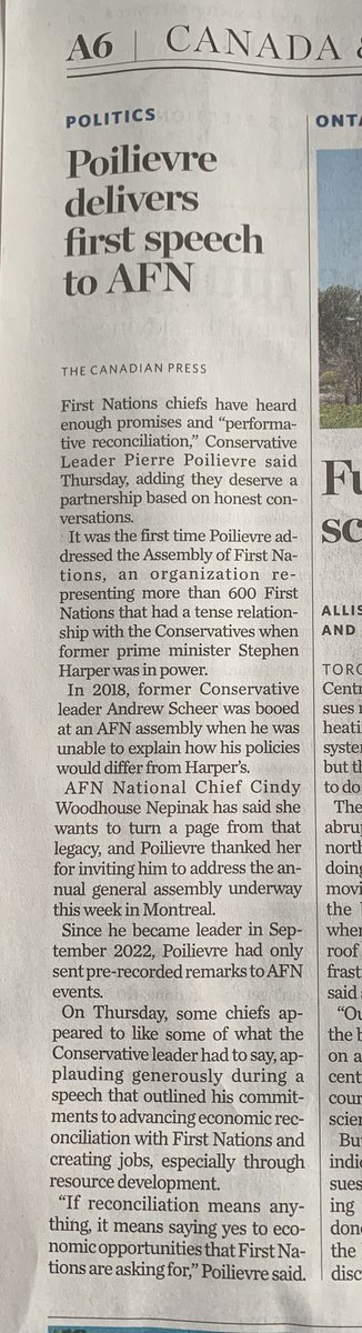 itiswhatitis900's tweet image. Shame @TheSpec (The Hamilton Spectator) for publishing this @CanadianPress heavily spun, right-funded article. 

Report the TRUTH!

Numerous FN Chiefs stood with their back toward Pollievre while he spoke. PP has degraded and belittled FNs for 20+ years!

Awful 😞
#CdnMediaFailed