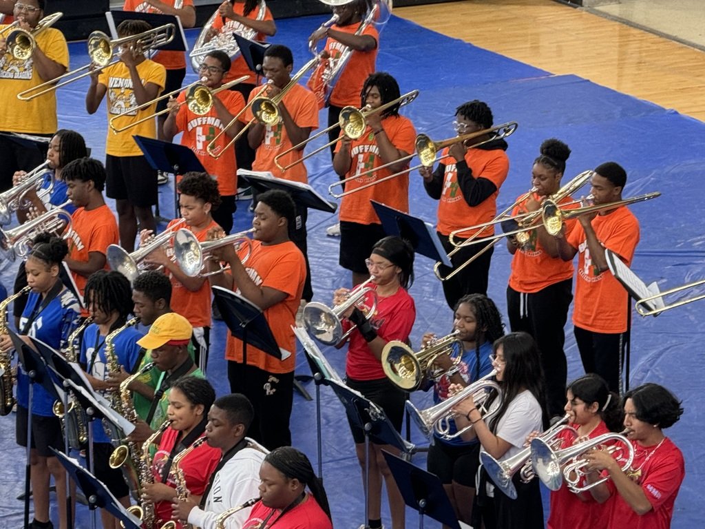 BhamCitySchools's tweet photo. This week the BCS All-City Band performed alongside the Tuskegee University Marching Crimson Pipers as part of Summer Band Camp! #BCSstrong #SuccessStartsHere https://t.co/Kuv2hJaOBP