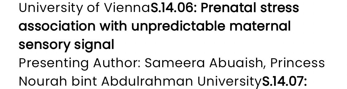 Sameera Abuaish l سميرة أبوعيش (@samabuaish) on Twitter photo It was a great pleasure to attend #ICIS2024 for the first time and share our recent findings <a href="/Monk_Lab/">Dr. Catherine Monk, Perinatal Pathways Lab</a> in a talk on maternal prenatal stress and unpredictable of maternal sensory signals during mother-child interaction. It was a great pleasure to attend #ICIS2024 for the first time and share our recent findings <a href="/Monk_Lab/">Dr. Catherine Monk, Perinatal Pathways Lab</a> in a talk on maternal prenatal stress and unpredictable of maternal sensory signals during mother-child interaction.