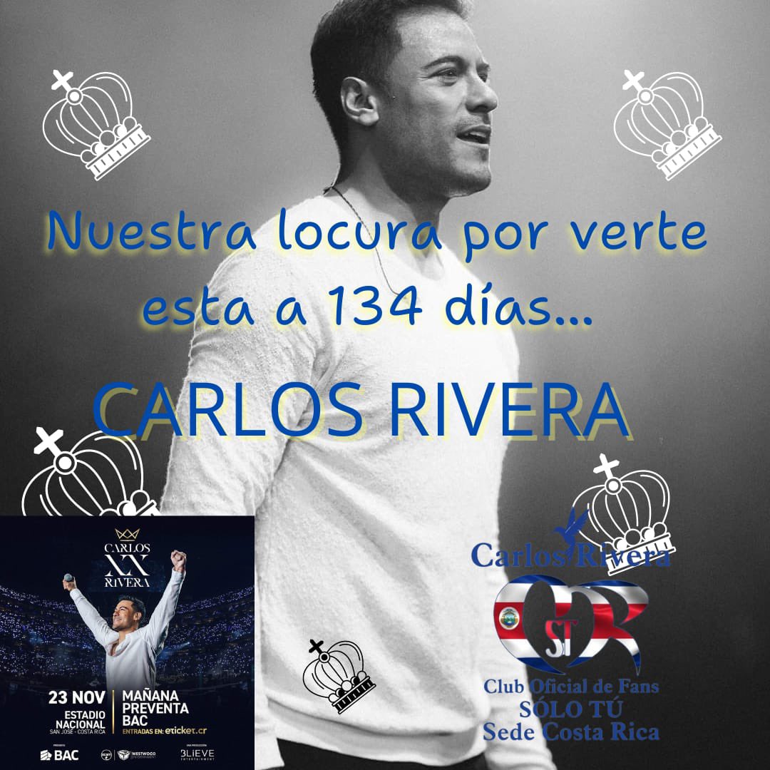 fiosalasp's tweet photo. 134 días! @_CarlosRivera @sonymusicca @_ClubSoloTu @solotu_cr @WestWoodEntt
#Blieve 🇨🇷💙🇨🇷💙🇨🇷 https://t.co/wOuaC9kczQ