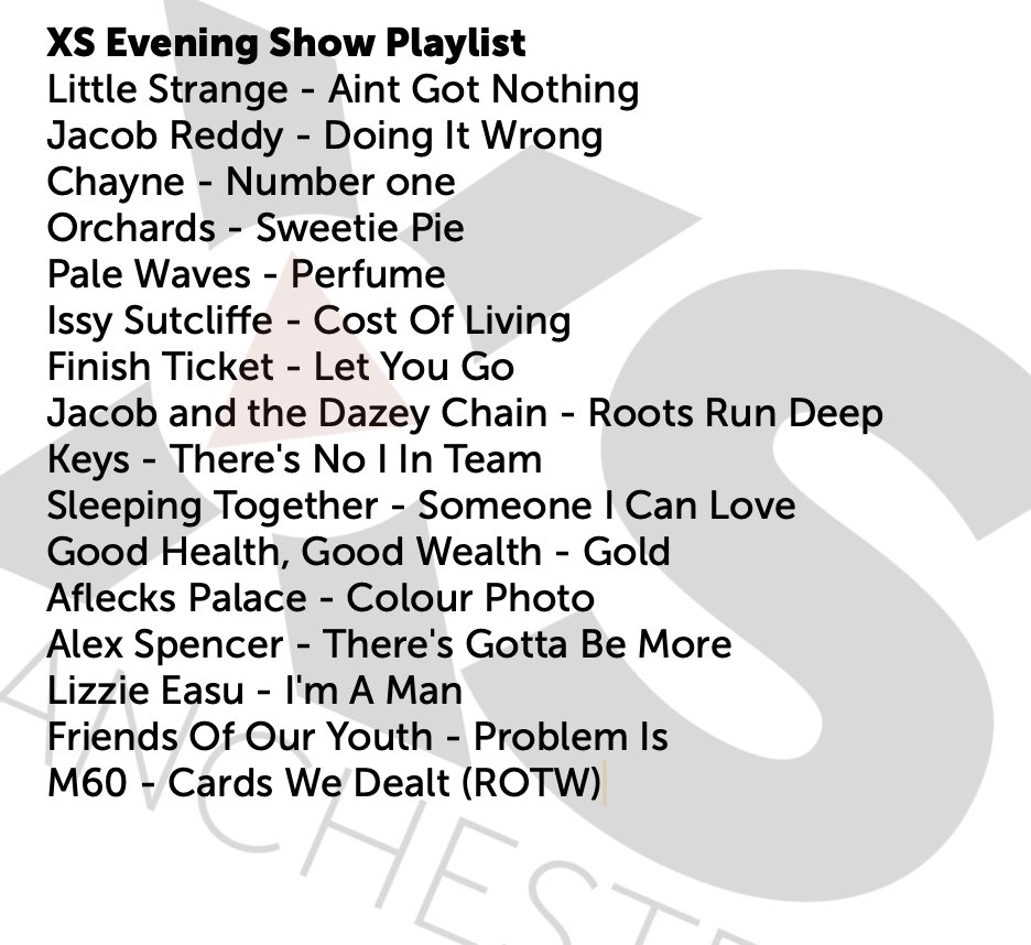 Jim Salveson (@mr_jimbob) on Twitter photo Ready for another week? Me neither but at least there is a load of awesome new music on the <a href="/XSManchester/">XS Manchester - 106.1 FM, DAB+ & App</a> evening show to pull you through it (a lot of it from MCR).
New ads for <a href="/ghgwmusic/">Good Health Good Wealth</a> <a href="/afflecks_palace/">Afflecks Palace</a> <a href="/alexspencerUK/">Alex Spencer</a> <a href="/lizzieesau/">Lizzie Esau</a> & <a href="/Fooy_mcr/">Friends of Our Youth</a>.
Plus <a href="/OfficialM60/">M60</a> get my ROTW! Ready for another week? Me neither but at least there is a load of awesome new music on the <a href="/XSManchester/">XS Manchester - 106.1 FM, DAB+ & App</a> evening show to pull you through it (a lot of it from MCR).
New ads for <a href="/ghgwmusic/">Good Health Good Wealth</a> <a href="/afflecks_palace/">Afflecks Palace</a> <a href="/alexspencerUK/">Alex Spencer</a> <a href="/lizzieesau/">Lizzie Esau</a> & <a href="/Fooy_mcr/">Friends of Our Youth</a>.
Plus <a href="/OfficialM60/">M60</a> get my ROTW!