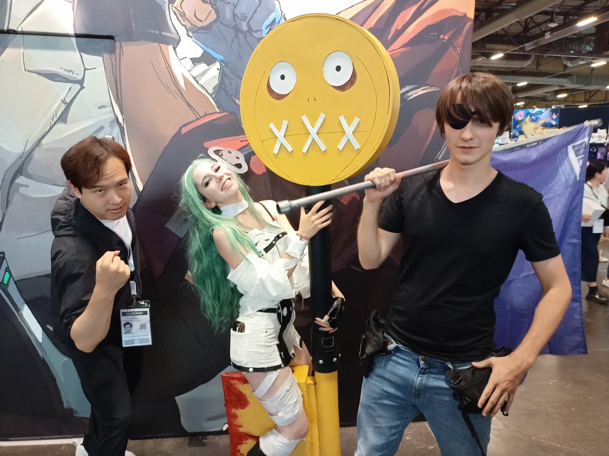 ASW_official_EU's tweet photo. A.B.A et Sin Kiske sont venus nous saluer...

...et ont eu la surprise de rencontrer Ken Miyauchi sur notre stand !

Félicitations et merci à @ghost_c0s et @Streach_cosplay  pour leurs cosplays !

#ASWJE24 https://t.co/n23JHWe68S