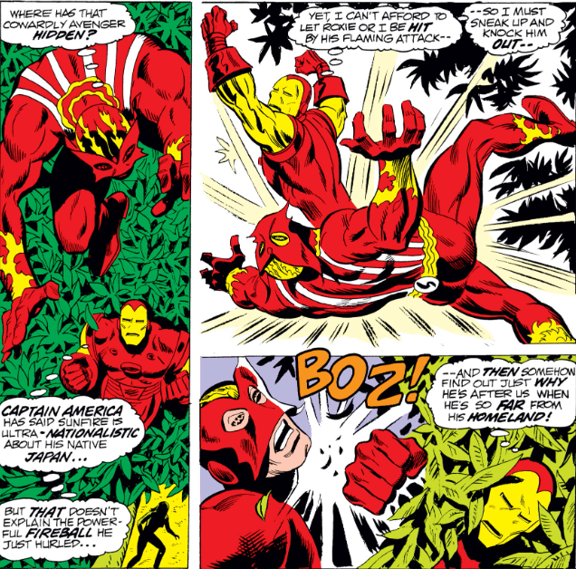 MarvelADay's tweet photo. #MarvelADay #IM68 The superhero from Japan is tasked with finding &amp; stopping the one from the U.S., so he pursues &amp; attacks IM &amp; Roxie. Shell-Head counters with the BOZ! Scaggs defense: that's Lowdown. - crs https://t.co/dtftnEbaZR
