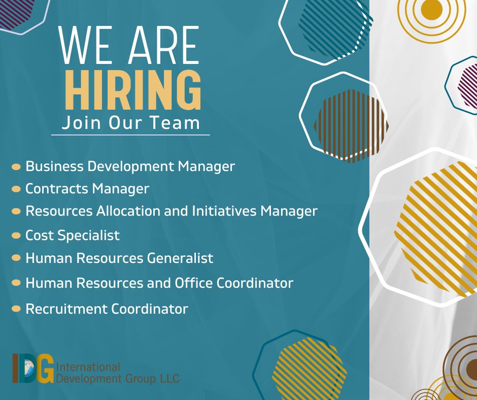 International Development Group (IDG) on X: &ldquo;#WeAreHiring! Are you 