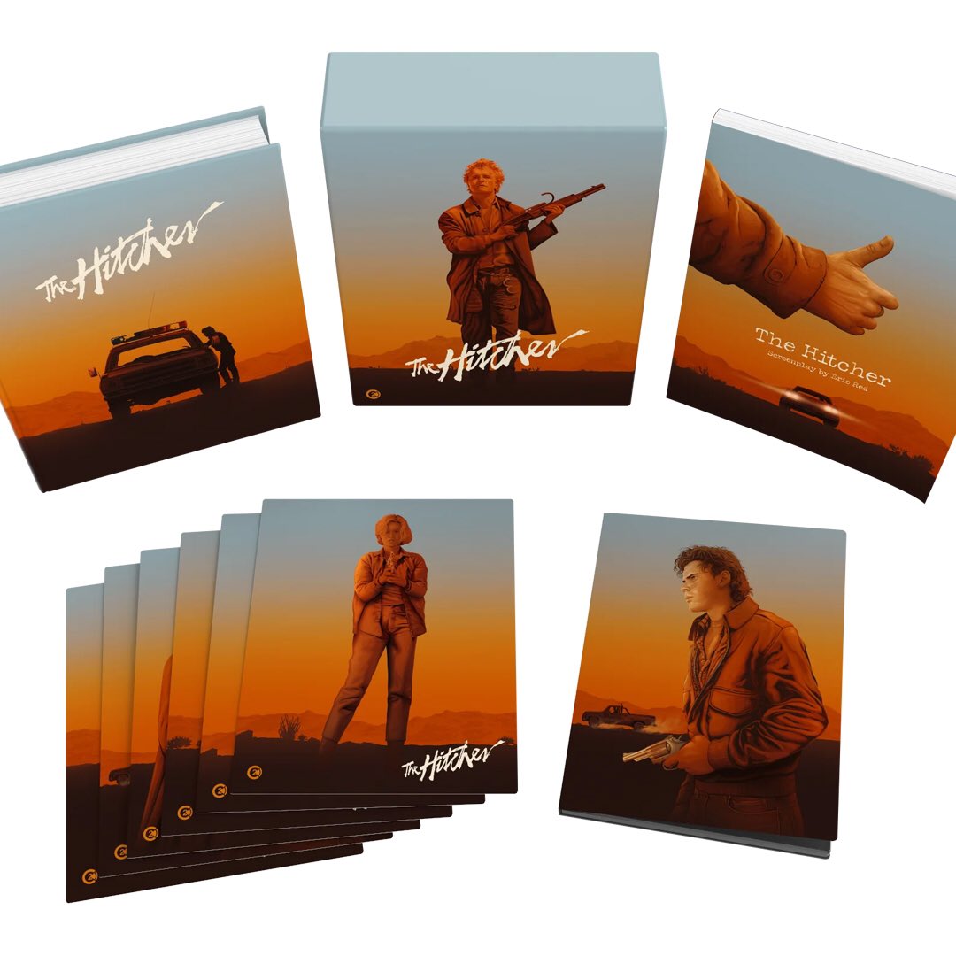 AdStothard's tweet photo. It’s been a long road but it’s finally here and it is glorious! The limited edition 4K release of ‘The Hitcher’ from @SecondSightFilm is now available to preorder.
What a fantastic opportunity to create artwork for this truly iconic movie.
#rutgerhauer #thomashowell #thehitcher https://t.co/cju9eo6CTj