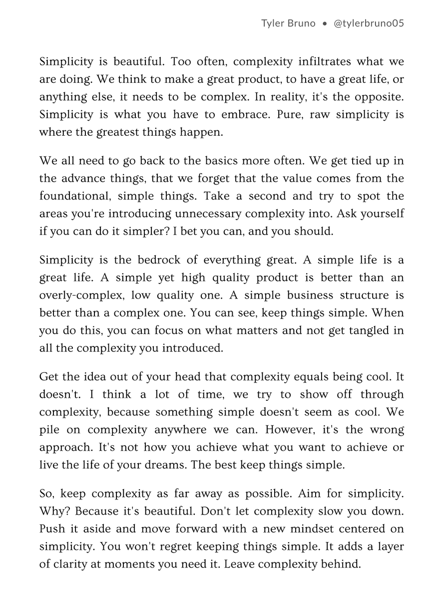 tylerbruno05's tweet photo. Avoid complexity. Keep things simple https://t.co/wtA5hAiiKH