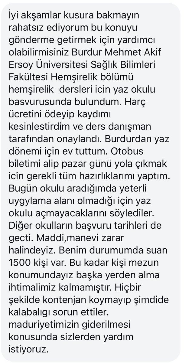 nurseturkey's tweet photo. Burdur’daki yaz okulu iptali birçok öğrenciyi mağdur etti. Lütfen bu durumu çözün. Öğrenciler bu mağduriyeti yaşamasınlar. #burduruyazokulu https://t.co/il2poHC5xP