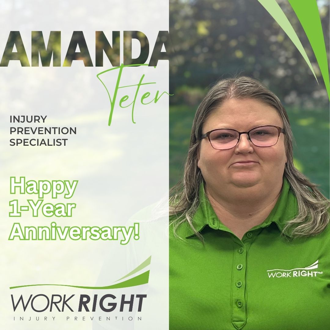 A big Work Right shoutout to John Shearer and Amanda Teter for their dedication and hard work. 👏 Thank you for your continued expertise and passion to put a dent in healthcare with the the Green Team! 🎉 #workanniversary #injuryprevention #greenteam