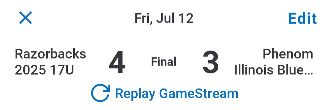 Phenom Illinois '25 Blue (@phenomil2025) on Twitter photo L 3-4 <a href="/Bullpenevents/">Bullpen Tournaments</a>
<a href="/RileyGolden_22/">Riley Golden</a> 3.0, 3H, 1R, 2K
<a href="/Cbennett2025/">Chase Bennett</a> 2.0, 3H, 3R
C: <a href="/JamesDr76177900/">James Dreher</a> (1-2, R)
<a href="/gabe00100859/">gabe</a> 1-2, 2B, R
<a href="/rj_wolski1119/">RJ Wolski</a> 1-2, 2RBI, 2SB
<a href="/DylanVisvadra17/">Dylan Visvadra</a> 1-2, R
<a href="/LiamSullivan_11/">Liam Sullivan</a> 1-2, 2SB
<a href="/GavinGrummer10/">Gavin Grummer</a> 0-0, RBI
SCHEDULE UPDATE: G3 @ 8:30am Sat 7/13 L 3-4 <a href="/Bullpenevents/">Bullpen Tournaments</a>
<a href="/RileyGolden_22/">Riley Golden</a> 3.0, 3H, 1R, 2K
<a href="/Cbennett2025/">Chase Bennett</a> 2.0, 3H, 3R
C: <a href="/JamesDr76177900/">James Dreher</a> (1-2, R)
<a href="/gabe00100859/">gabe</a> 1-2, 2B, R
<a href="/rj_wolski1119/">RJ Wolski</a> 1-2, 2RBI, 2SB
<a href="/DylanVisvadra17/">Dylan Visvadra</a> 1-2, R
<a href="/LiamSullivan_11/">Liam Sullivan</a> 1-2, 2SB
<a href="/GavinGrummer10/">Gavin Grummer</a> 0-0, RBI
SCHEDULE UPDATE: G3 @ 8:30am Sat 7/13