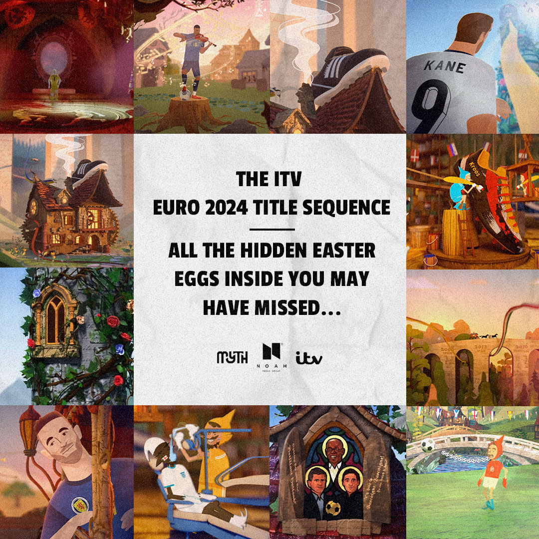 🧵 THREAD

As UEFA's @EURO2024 is coming to a close this Sunday we wanted to share a thread of all the 'easter eggs' that we scattered throughout the title sequence we produced for <a href="/ITVSport/">ITV Sport</a>'s amazing coverage of the tournament.

Our ITV EURO 2024 title sequence - made with the