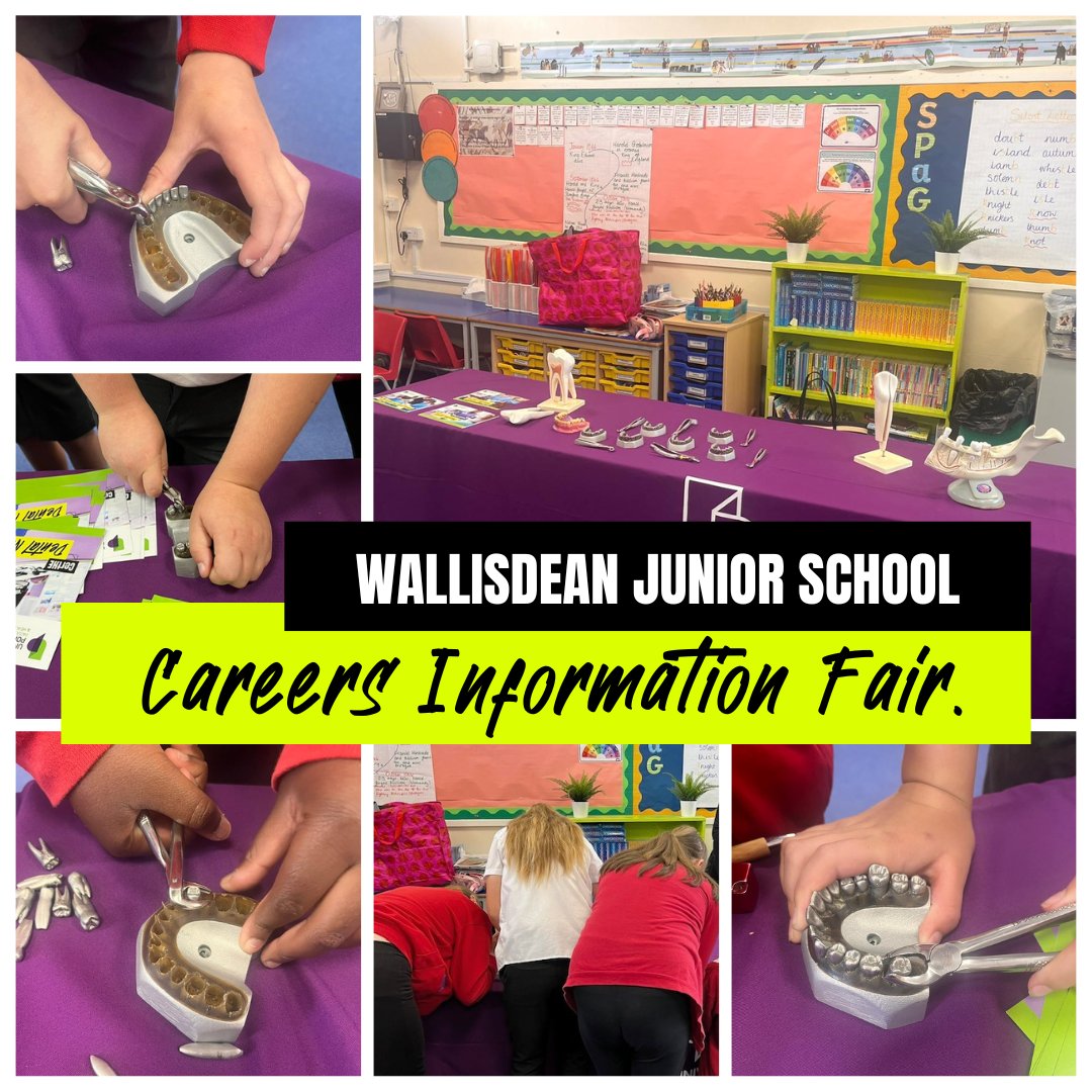 Today we attended the Year 5 and 6 Careers Information Fair at Wallisdean Junior School. The children learnt about all the different careers in Dentistry and played with some extraction models! #careersindentistry #dentalcareers #lifeatupda