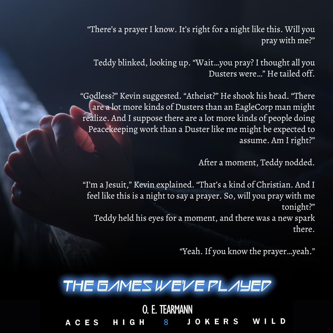 AmphibianPress's tweet photo. “There’s a prayer I know. It’s right for a night like this. Will you pray with me?”
Teddy blinked, looking up. “Wait…you pray? I thought all you Dusters were…” He tailed off.
“Godless?” Kevin suggested. “Atheist?” He shook his head. 
https://t.co/5uUie8k7to https://t.co/wJJ69w6MVX