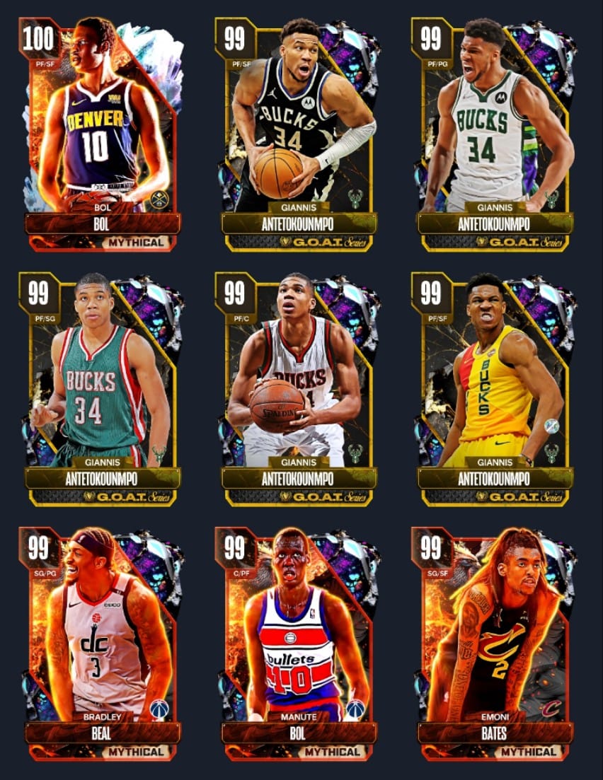 TDstubs's tweet photo. G.O.A.T. #GiannisAntetokounmpo & Mythical Packs Update:
Invincible #JrueHoliday
Invincible #TyreseHaliburton
Invincible #AnthonyDavis
100 OVR #HedoTurkoglu
100 OVR #DwyaneWade
100 OVR Arvydas Sabonis
100 OVR #BolBol and more...
#NBA2K24 #MYTEAM #Friday #UPDATE https://t.co/puDcRFdSa8