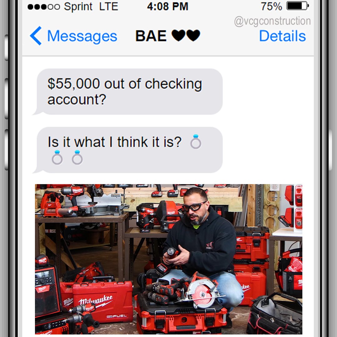 vcgconstruction's tweet photo. 😍Milwaukee FANBOYS can only have
ONE LOVE!
•
•
•
#milwaukeetool #fan #meme #viral #milwaukeepackout
#diy #howto #vcgconstruction https://t.co/hgINqcHsk8