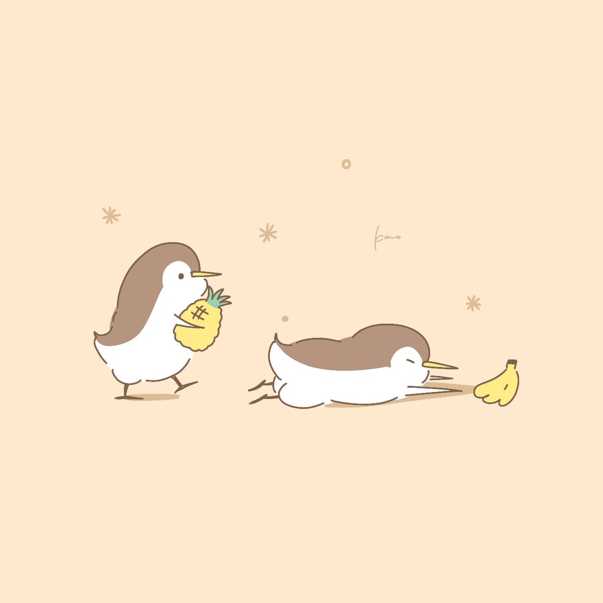 Ba7fSnMpj8GaTFj's tweet photo. 私の使ってるバームのケースに印刷されてるペンギンイラスト可愛い。⁡
フルーツ運んでて そんで転んでて😚
⁡ #clearpro   #バーム  #ペンギン  #kose   #イラスト https://t.co/kMGMc9i7f9
