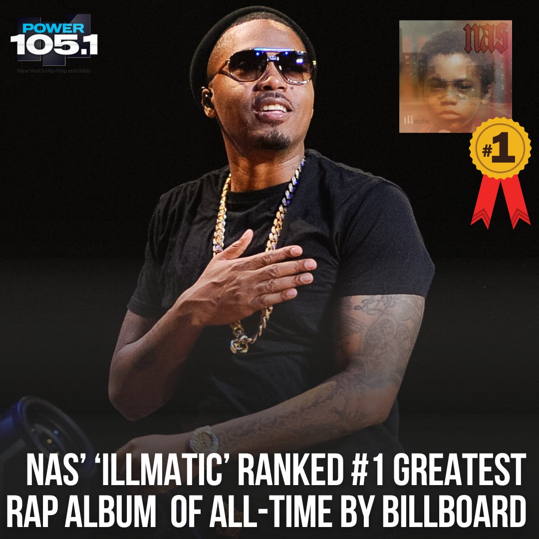 Power1051's tweet image. Let's talk about it 🗣️ Respectfully: Do you agree or disagree? 🗽🐐 #NAS
Billboard Staffs' picks for the Top 5 spots were composed of Nas + at:
#2 Dr. Dre 'The Chronic'
#3 Lauryn Hill 'The Miseducation of Lauryn Hill'
#4 Outkast "Aquemani'
#5 NOTORIOUS BIG 'Life After Death'…