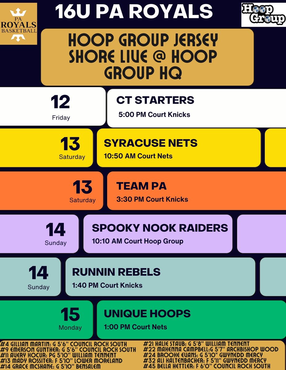 16u Lady Royals start the live period today in Neptune NJ at the <a href="/hgsl_girls/">Hoop Group Girls</a> Jersey Shore Live.  College coaches come check us out #defendthecrown