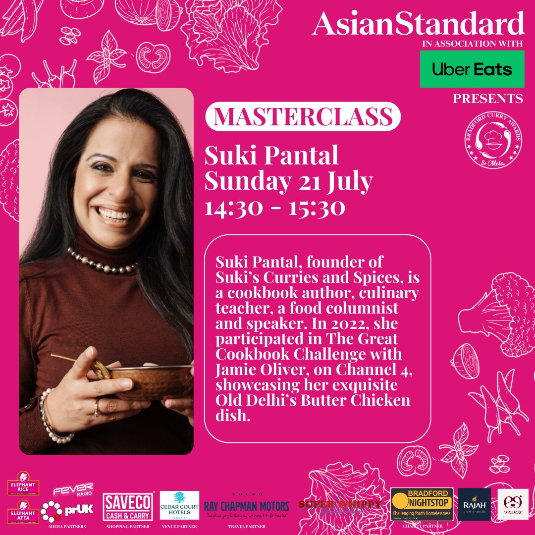 Bradford Curry Awards & Mela (@bfdcurryawards) on Twitter photo Meet <a href="/sukipantal/">Suki's Curries and Spices</a>, Channel 4 star and cookbook author! She'll guide us through a journey of curries and spices. Join us for this culinary adventure at the Bradford Curry Mela on 21 July at Lister Park! π₯β¨ Meet <a href="/sukipantal/">Suki's Curries and Spices</a>, Channel 4 star and cookbook author! She'll guide us through a journey of curries and spices. Join us for this culinary adventure at the Bradford Curry Mela on 21 July at Lister Park! π₯β¨