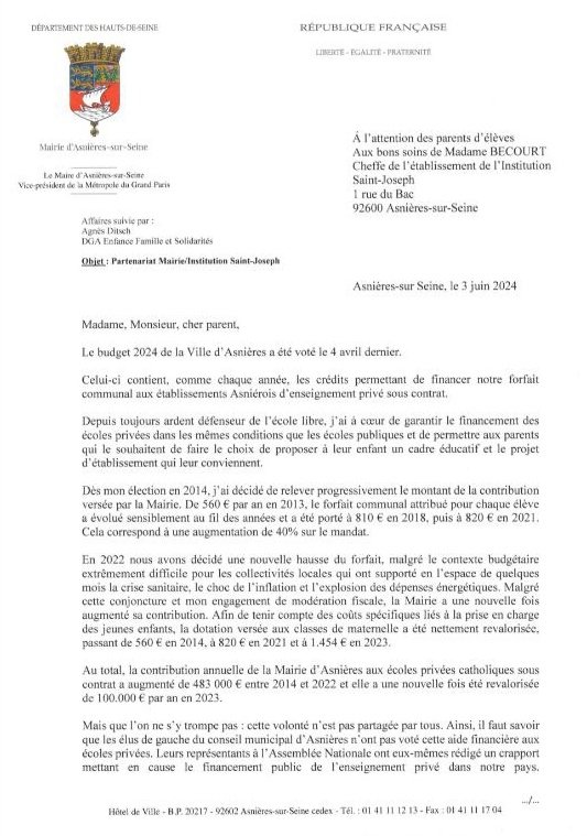 AsnieresEnCommu's tweet photo. On nous relaye 1 courrier adressé par le maire d'#Asnières aux parents d'1 école privée pour faire sa pub et taper sur l'opposition municipale.

Utiliser les moyens de la mairie pour faire de la politique et attaquer ses opposants est honteux !

Nous demandons 1 droit de réponse. https://t.co/PFedtkLKkd