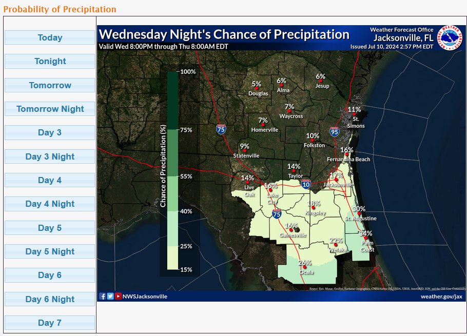 Bix_1999's tweet photo. @NWSJacksonville @NWS #4 The "Flooding" tab with Precipitation Chances is the same as #2 and #3 (i.e. old graphic listed as "today's)
#5 Same issue, but for rainfall totals. 
#6 Under the "Heat" Tab, same issue under "Heat Index"
#7 Same under "Fire Weather", then "Relative Humidity"

(more coming) https://t.co/PyVYMUdRnh