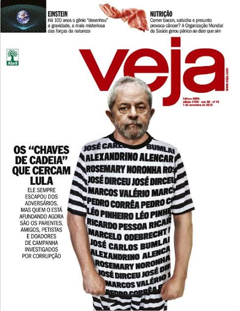 PedroRonchi2's tweet photo. A Revista Veja na época das denúncias contra o Lula // Na revelação do maior esquema de espionagem do Bolsonaro https://t.co/J91pvQocc3