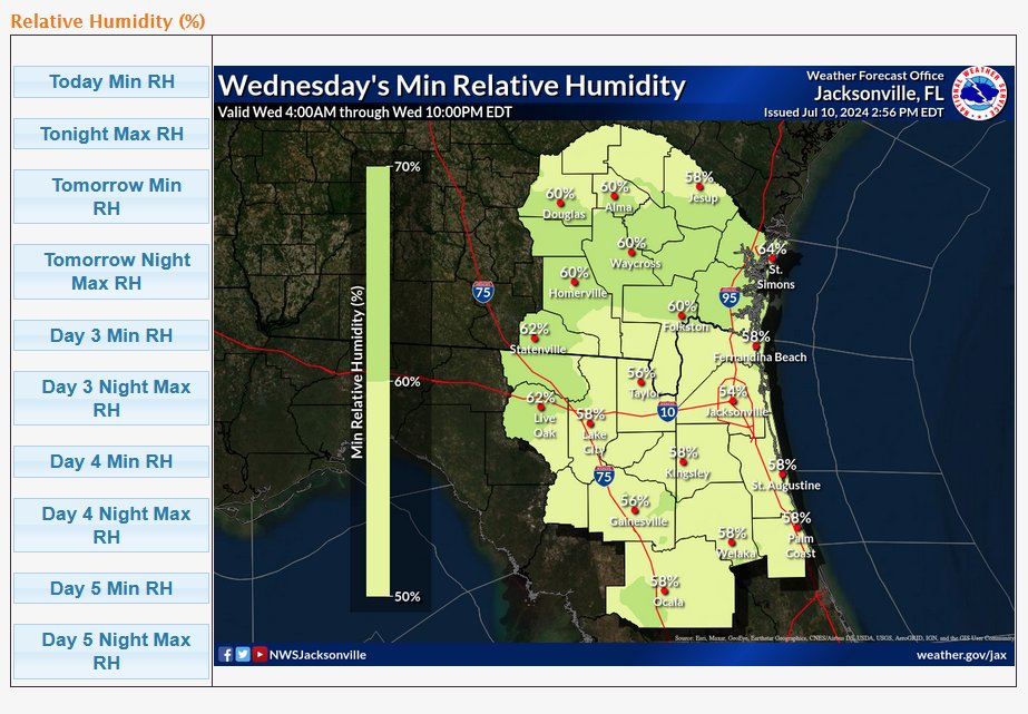 Bix_1999's tweet photo. @NWSJacksonville @NWS #4 The "Flooding" tab with Precipitation Chances is the same as #2 and #3 (i.e. old graphic listed as "today's)
#5 Same issue, but for rainfall totals. 
#6 Under the "Heat" Tab, same issue under "Heat Index"
#7 Same under "Fire Weather", then "Relative Humidity"

(more coming) https://t.co/PyVYMUdRnh