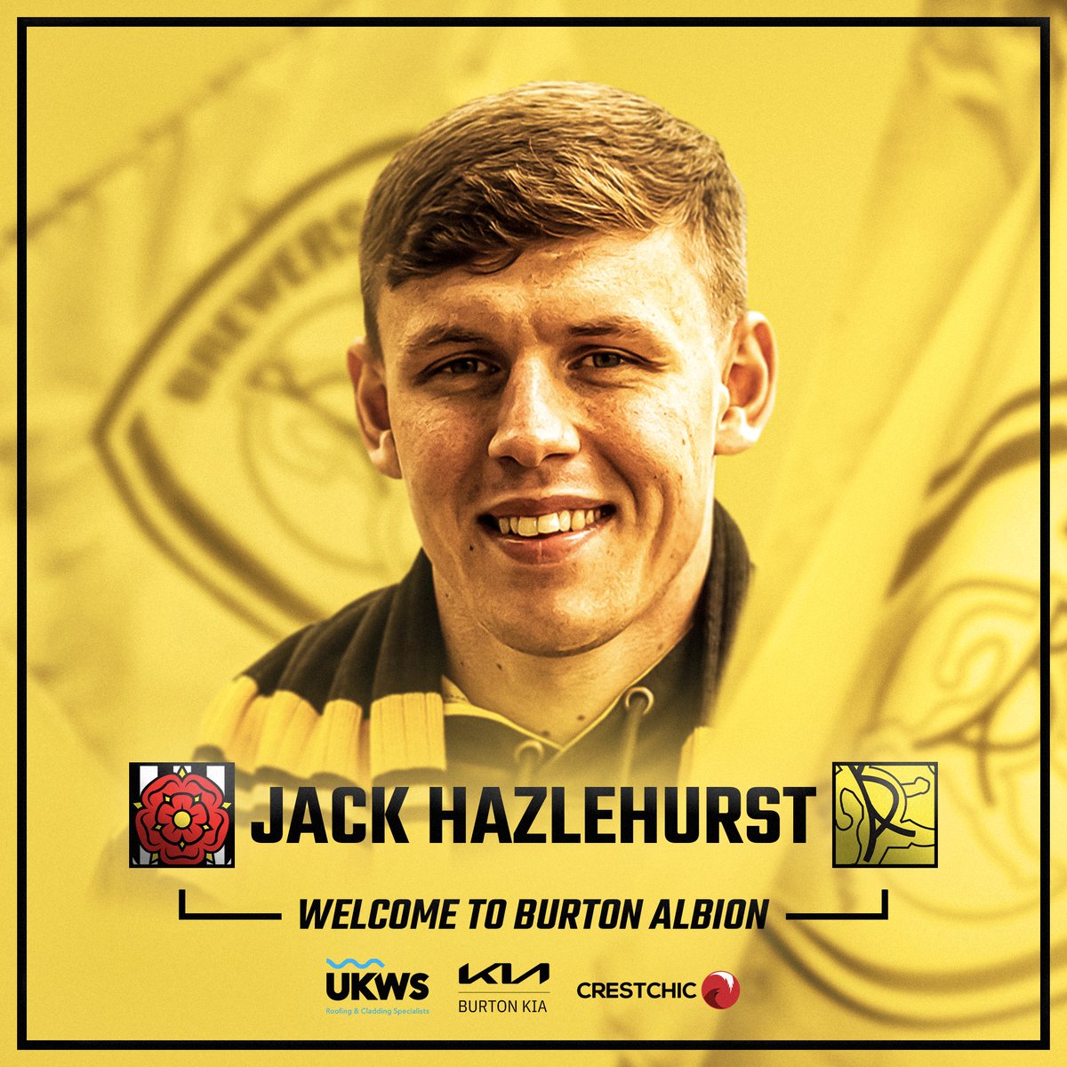 burtonalbionfc's tweet photo. Burton Albion is pleased to announce the signing of Jack Hazlehurst from Chorley FC for an undisclosed fee 🤝

#BAFC

Read more 👇👇👇