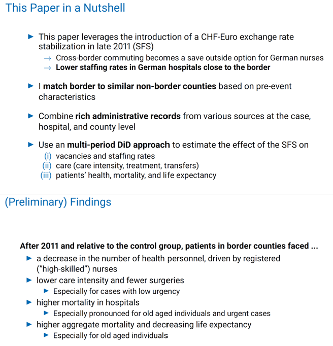 Oliver Schlenker (<a href="/SchlenkerOli/">Oliver Schlenker</a>) in the Brownbag Seminar at KOF, ETH Zurich (<a href="/KOFETH_en/">KOF Swiss Economic Institute</a>, <a href="/ETH/">ETH Zürich</a>) this week talking on: The Deadly Consequences of Labor Scarcity: Evidence from German Hospitals
sites.google.com/view/oliversch…
Thanx Oli for the interesting talk!
#Research #Economics  #Health